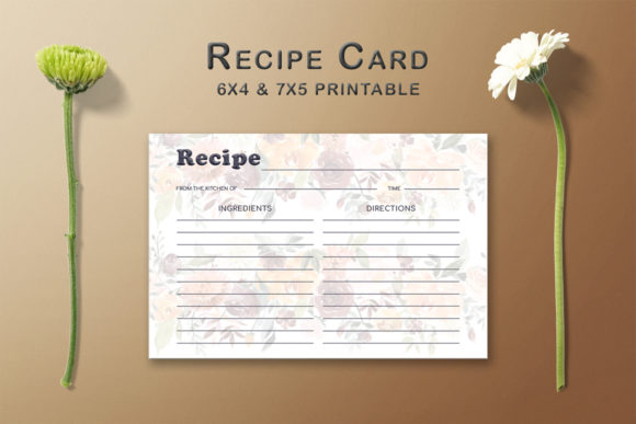 Floral Arrangement Recipe Card Template Design