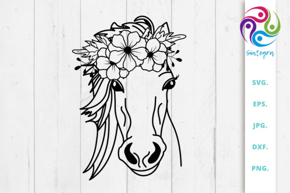 Floral Horse: Elevating Creative Projects with Versatile Vector Art