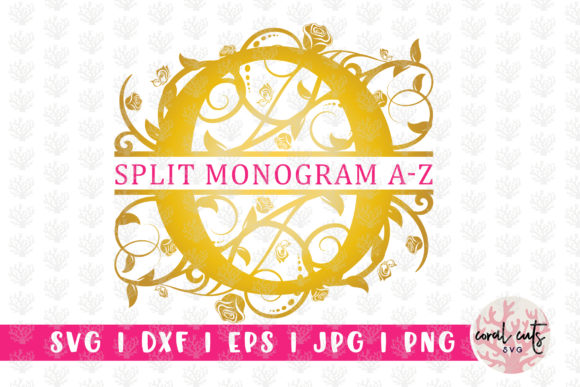 Golden Floral Split Monogram Alphabets