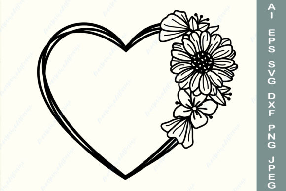 Heart Frame Floral Wreath: Digital Cut Files