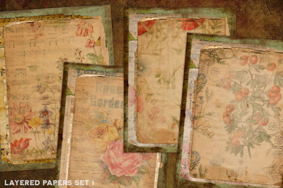Layered Papers Floral Grunge 1: Creative Design Assets
