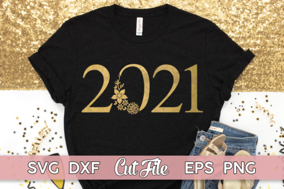 New Years 2021 Gold Floral: Elevating Celebration Apparel with Precision Cut Files