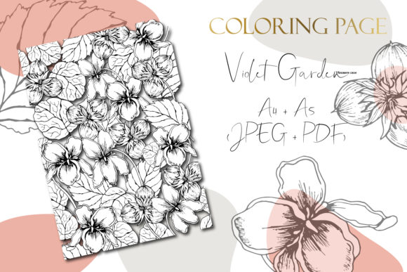 Printable Digital Floral Coloring Page 3: Violet Garden