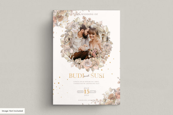 Wedding Card Set with Soft Floral Design